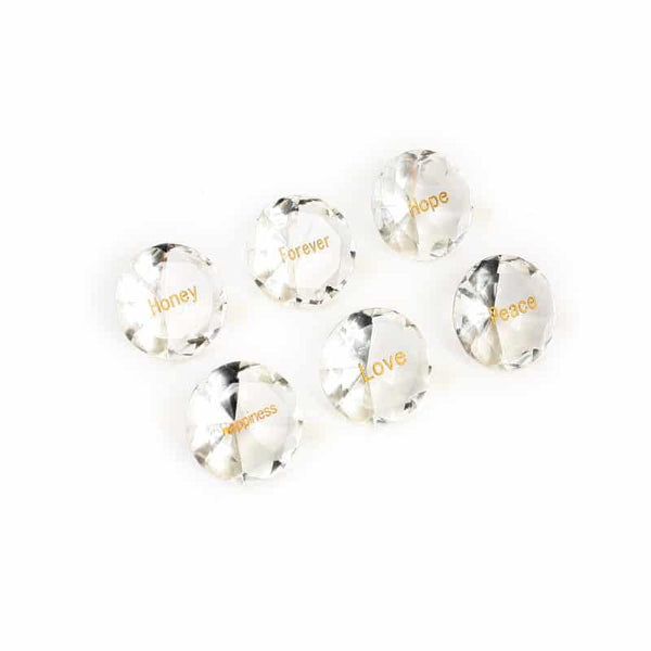Set of 6 Crystal Diamond Shaped Napkin Weights-- Blessings -English(SHB-X2467)