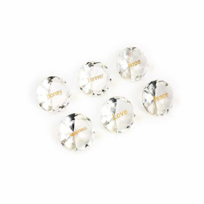 Set of 6 Crystal Diamond Shaped Napkin Weights-- Blessings -English(SHB-X2467)