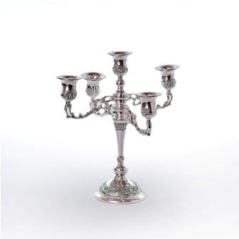 9-Inch Antique-Style Silver-Plated 5-Branch Candelabra
