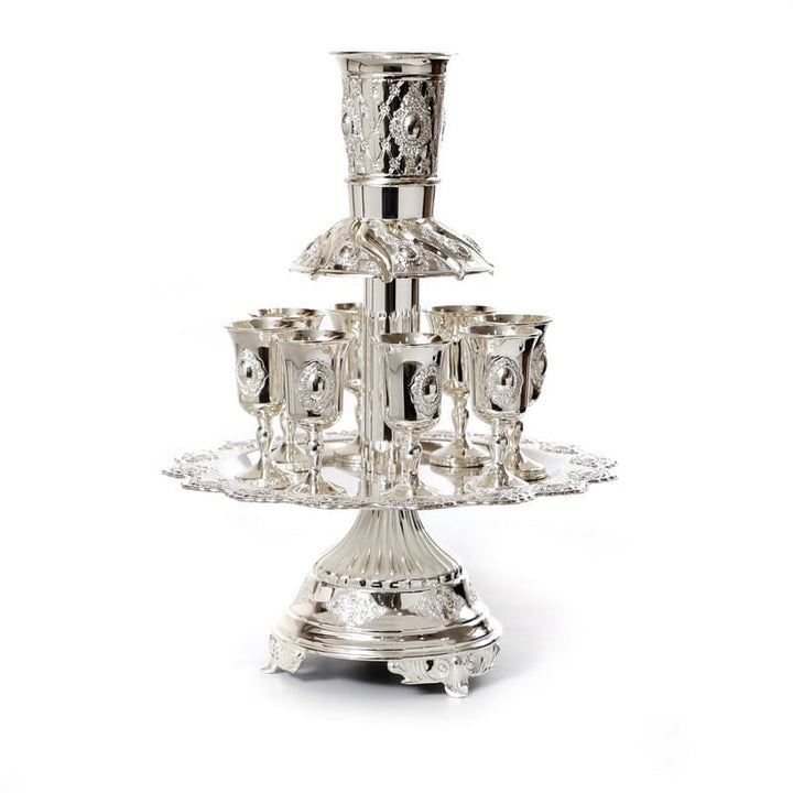 Silverplate 8-Cup Kiddush Fountain, On Stem