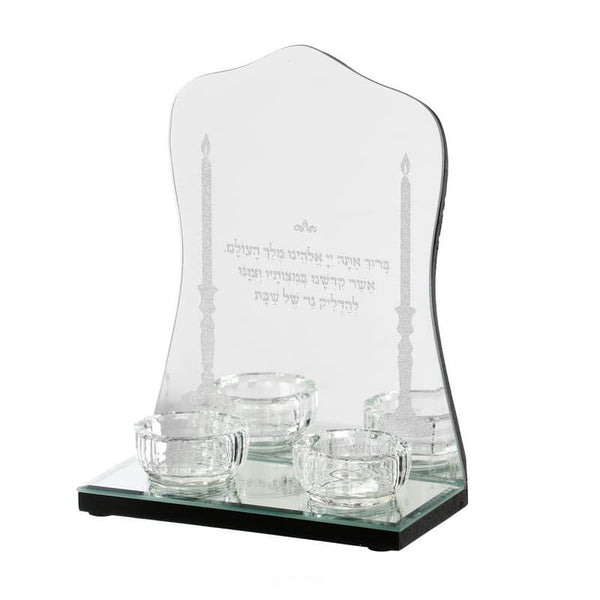Crystal Candle Holder With Mirror Bracha Design 7.5" (CS-X3004K)