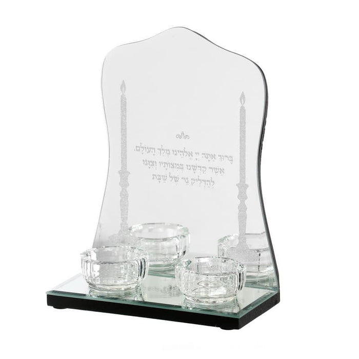 Crystal Candle Holder With Mirror Bracha Design 7.5"  (CS-X3004K)