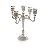 9-inch silver-plated filigree five-branch candelabra with patterned cups