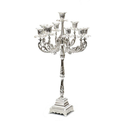 24-Inch Traditional Silver-Plated 9-Branch Candelabra