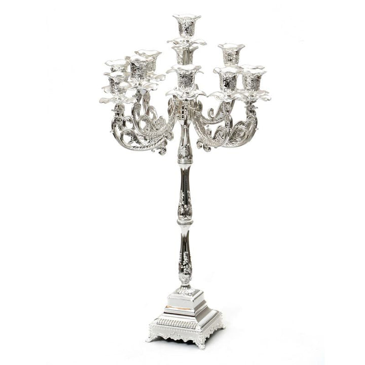 24-Inch Traditional Silver-Plated 11-Branch Candelabra
