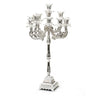 24-inch silver-plated eleven-branch candelabra with ornate scrollwork