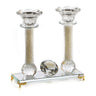Crystal Candlestick Pair OnTray-Gold Foot 7.5" (CS-X3130A)
