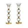 Crystal Candlestick-Pair-w/Gold Rings-9" (CS-X3131GZ)