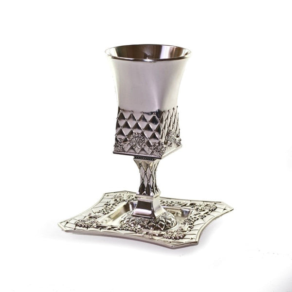 Silverplate Kiddush Cup with Foot-Squares (KC-X365)