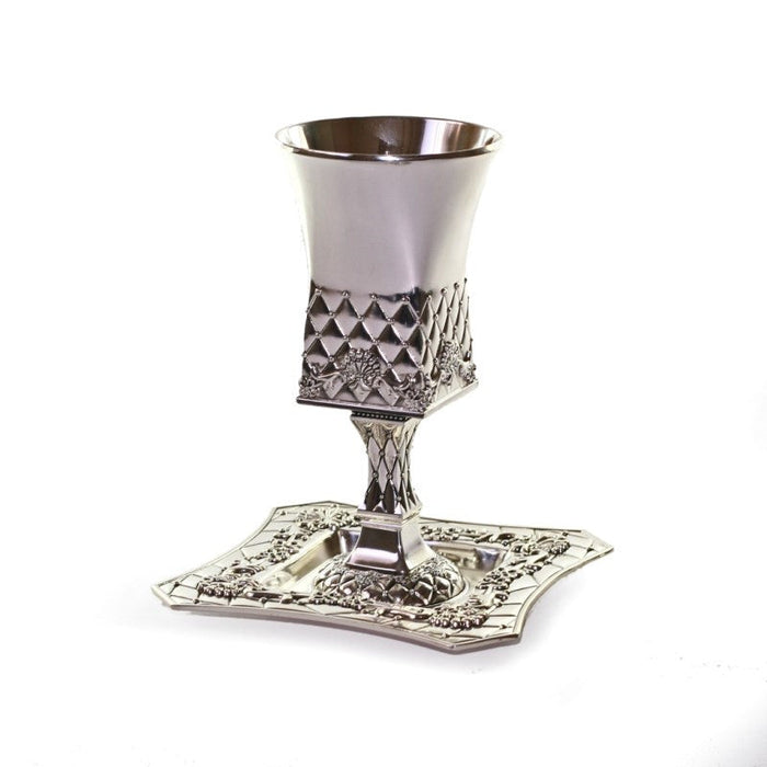 Silverplate Kiddush Cup with Foot-Squares (KC-X365)