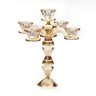 9.5-inch crystal five-branch candelabra with amber and gold-tone accents