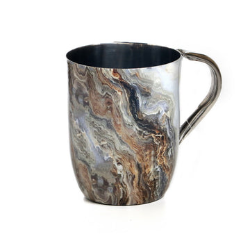 Washing Cup, Stainless Enamel, Gray Marble Design, front view