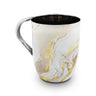 Washing Cup, Stainless Enamel, White and Gold Marble Design, front view