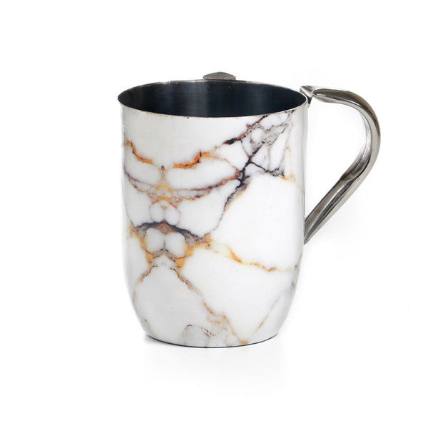 Stainless Enamel Wash Cup-Marble White Design (WC-X4252W)