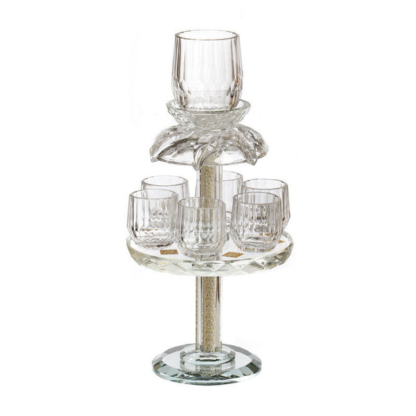 6 Cup Crystal Kiddush Fountain-Gold 12" (SHB-X4729)
