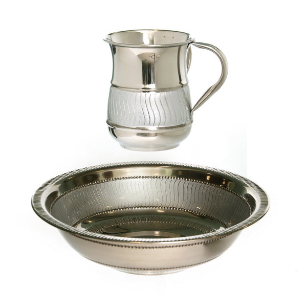 Stainless Steel Wash Cup and Bowl Set- Silver (WC-X4759S)