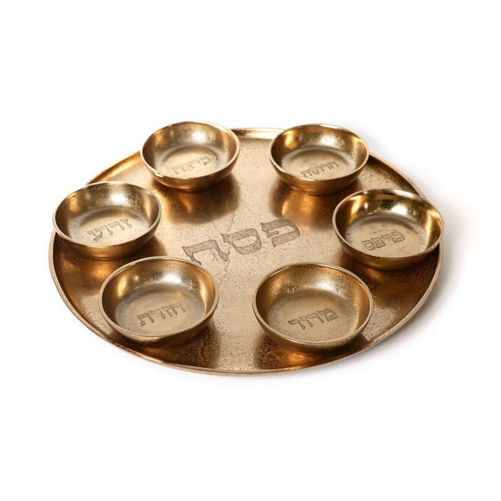 Aluminum Seder Plate-15" Vintage Gold Design