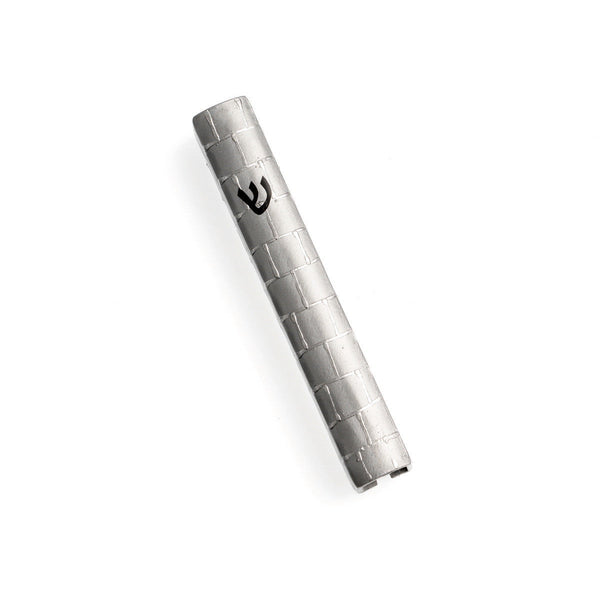 Silver Metal Mezuzah Case 12cm-Jerusalem Stone Design (MZ-X4977KS)