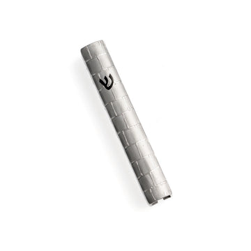 Silver Metal Mezuzah Case 12cm-Jerusalem Stone Design (MZ-X4977KS)