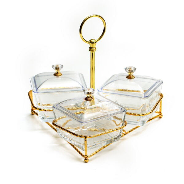 Dip Bowl Set-3 Glasses on Stand W/ Spoons