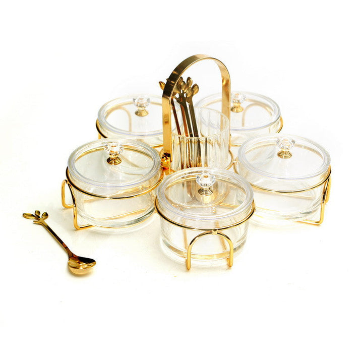 Dip Bowl Set-5 Glasses on Stand W/ Spoons