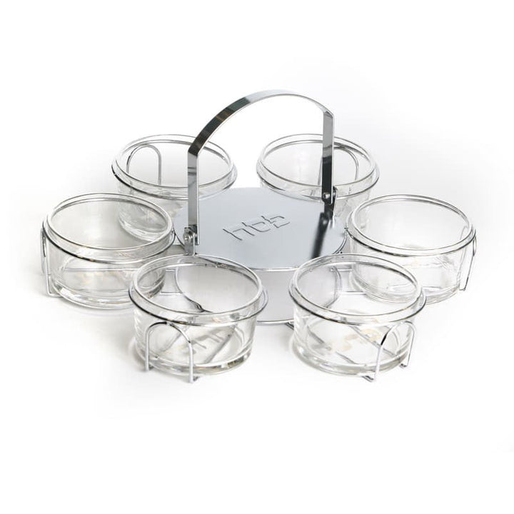 Glass Bowl Seder Plate-Silver Stand