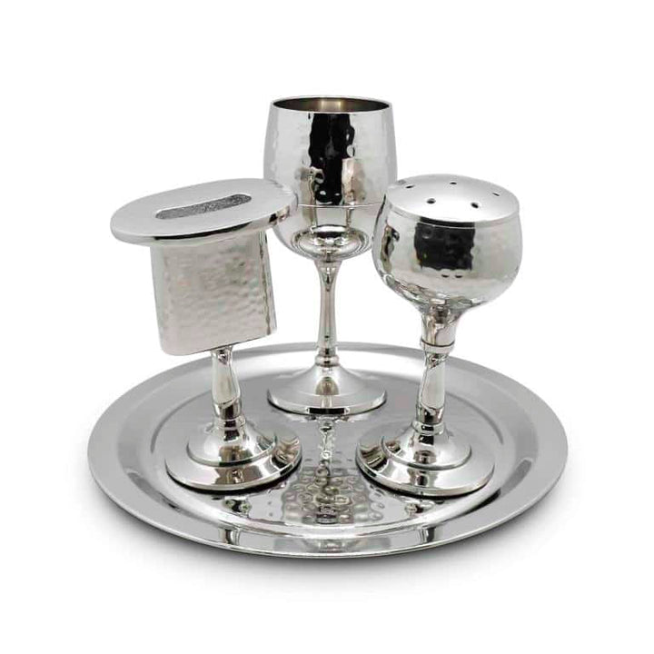 4 pc. Silverplate Havdalla Set- Hammered Design