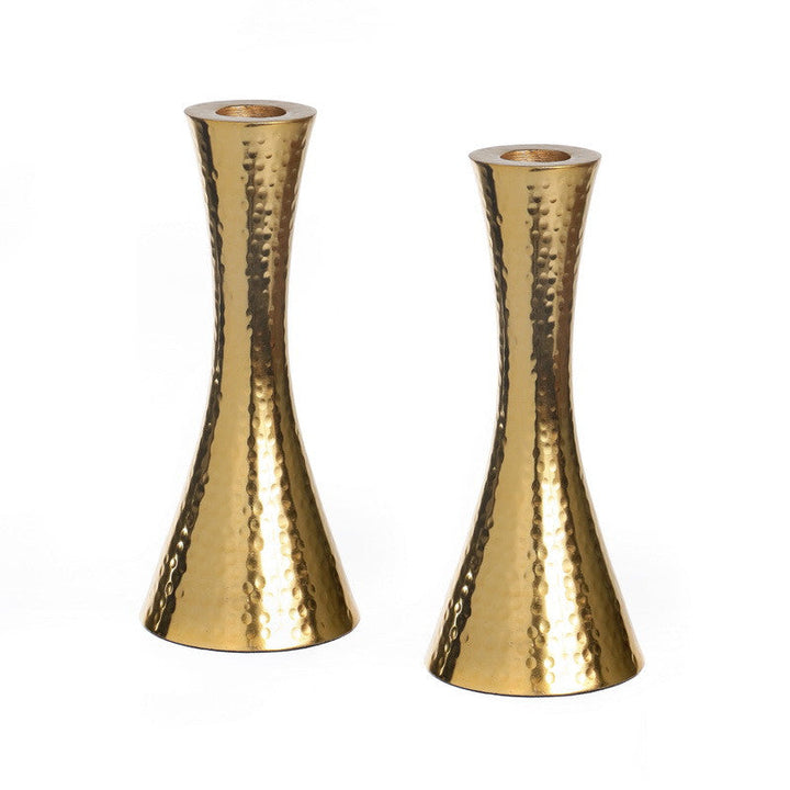 Gold/Metal Hammered Candlestick Pair 7"