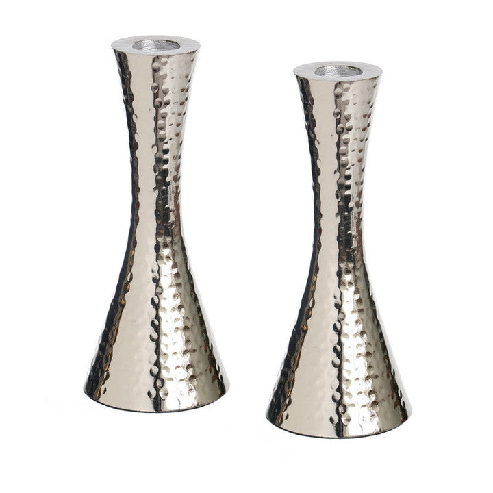 Silver/Metal Hammered Candlestick Pair 7"