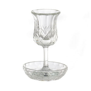 Crystal Kiddush Cup on Stem with Plate