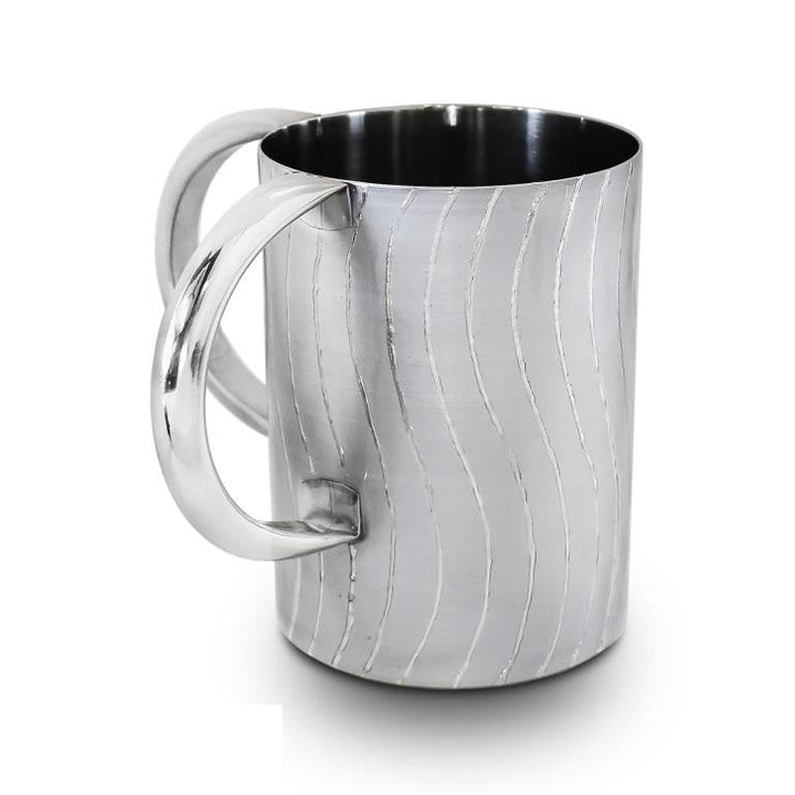 Stainless Steel Washcup-Silver Wave Design