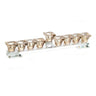 Crystal Menorah Clear Strip 14"L X 2"H- Gold Cups (M-X5602A)