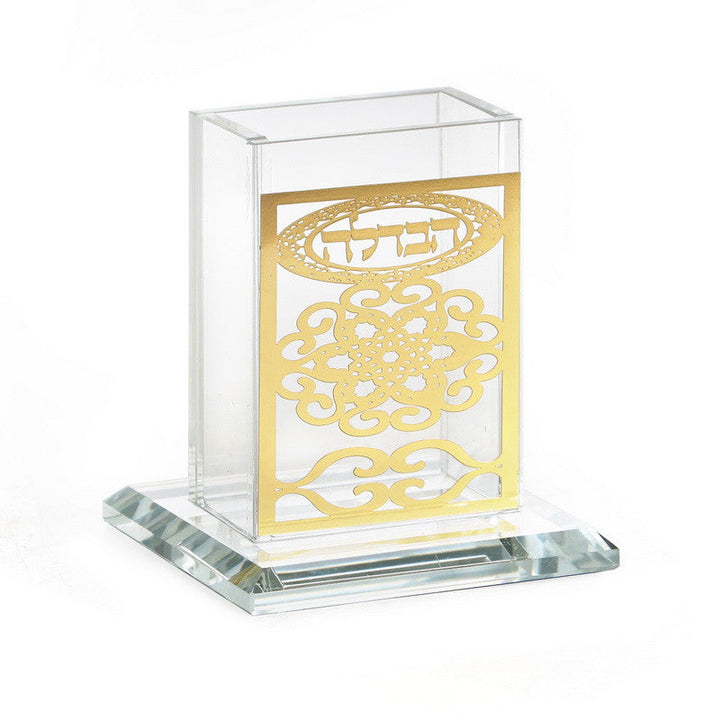 Crystal Havdallah Candle Holder-Gold Design