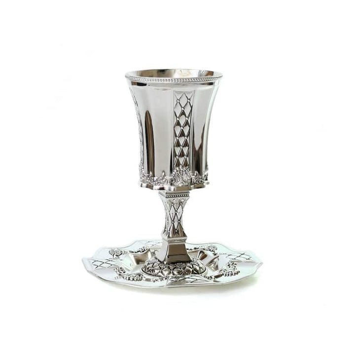 Silver Plated Kiddush Cup on Stem Pillow Design