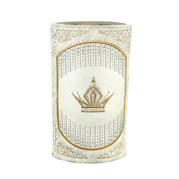 Velvet and Fur Torah Mantle -29-White - Torah Covers & Mantles