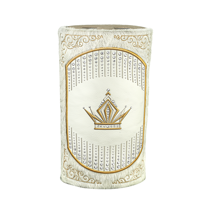 Velvet and Fur Torah Mantle -29-White - Torah Covers & Mantles