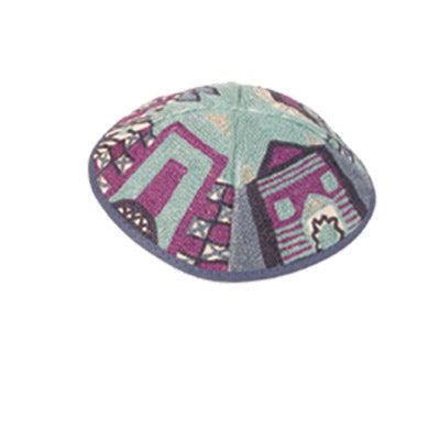 Purple Jerusalem Hand Embroidered Kippah