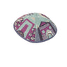 Purple Jersalem Hand Embroidered Kippah