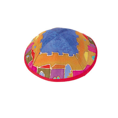 Colorful Jerusalem Silk Painted Kippah