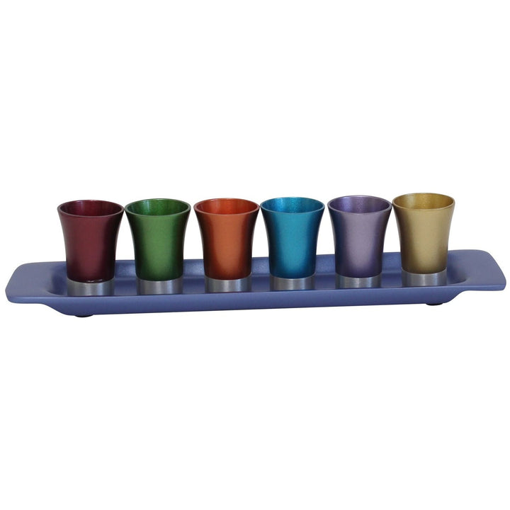 Liquor Cup Set with Tray, 6 Small Cups, Multicolor, 2.5 Inch Cups