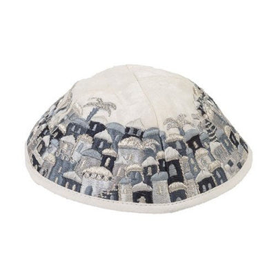 Emanuel Embroidered Kippah Jerusalem-- Black (EM-YME15BL)