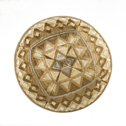 Emanuel Embroidered Kippah Geometric-- Gold