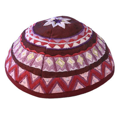 Magenta Geometrical Embroidered Kippah
