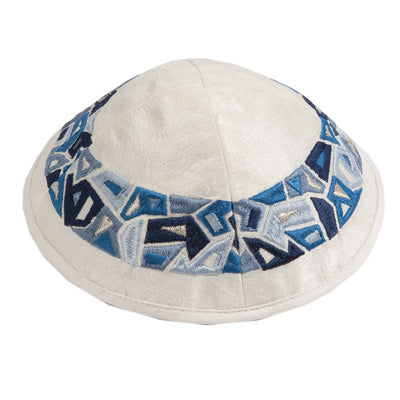 Embroidered Kippah BLUE