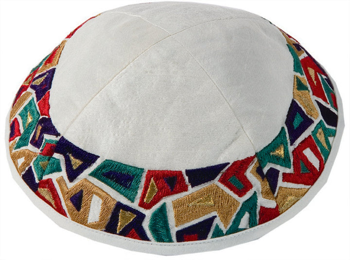 Embroidered Kippah - Geometrical Multi-colors