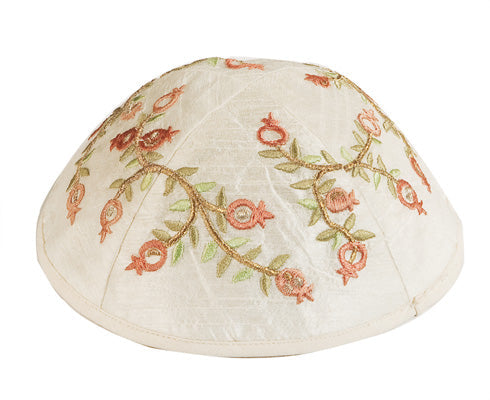 Embroidered Kippah Pomegranates GOLD
