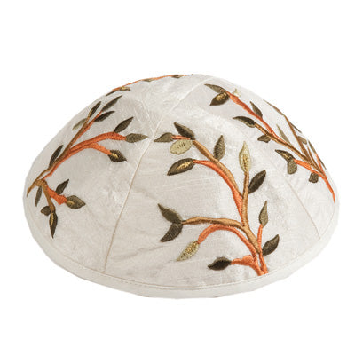 Embroidered Kippah WHITE