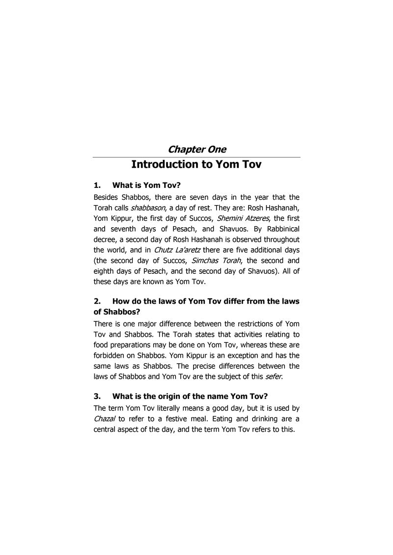Guidelines Questions and Answers about the Laws of Yom Tov and Chol Hamoed