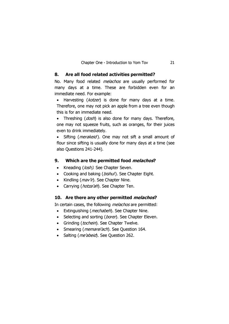 Guidelines Questions and Answers about the Laws of Yom Tov and Chol Hamoed