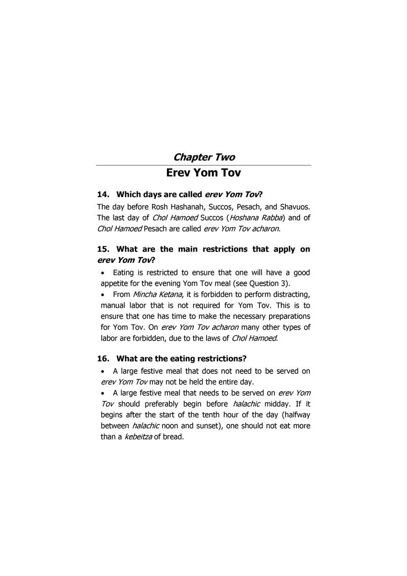 Guidelines Questions and Answers about the Laws of Yom Tov and Chol Hamoed